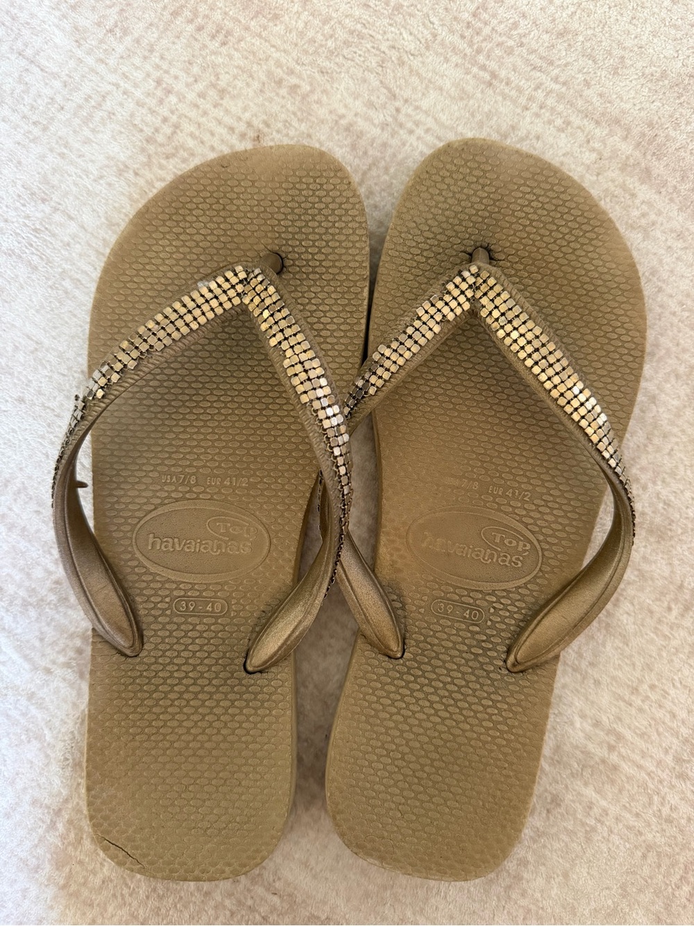 Havaianas Women's Metallic Bronze Beaded Flip Flops